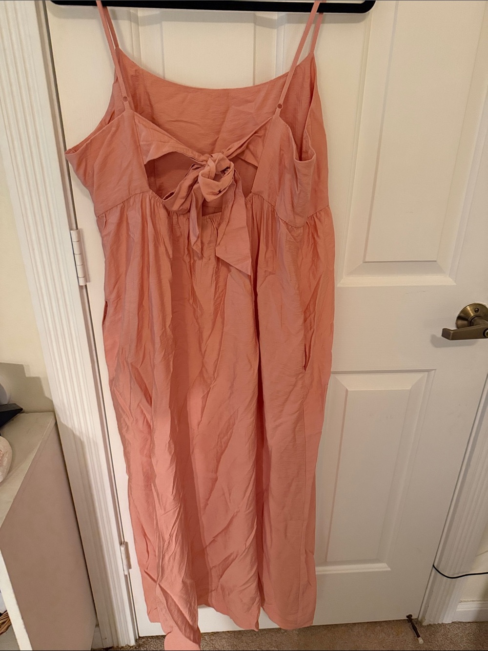 Pink Spaghetti Strap Bow Tie Dress